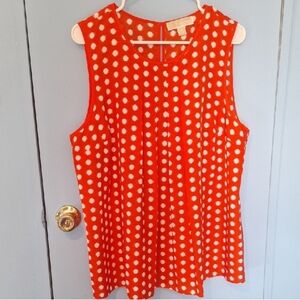 Polka Dot Sleeveless Top - Red and White